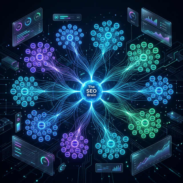 Jaringan digital yang merepresentasikan keyword clustering