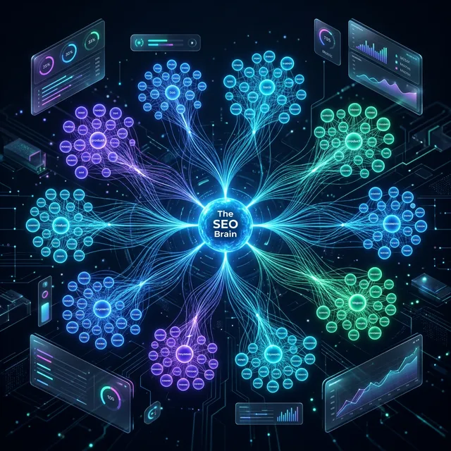Jaringan digital yang merepresentasikan keyword clustering